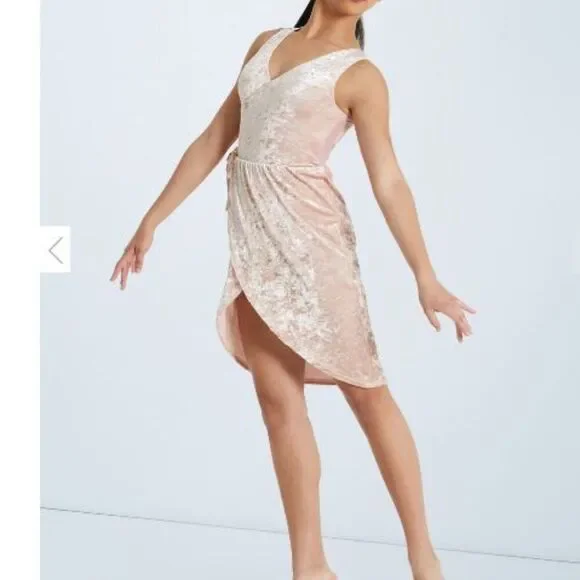 Weissman Pink Velvet Dance Costume Dress Recital Performance Dress Adult S - Picture 1 of 9